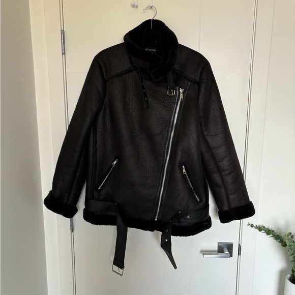 Black oversized PU Aviator - Picture 3 of 5